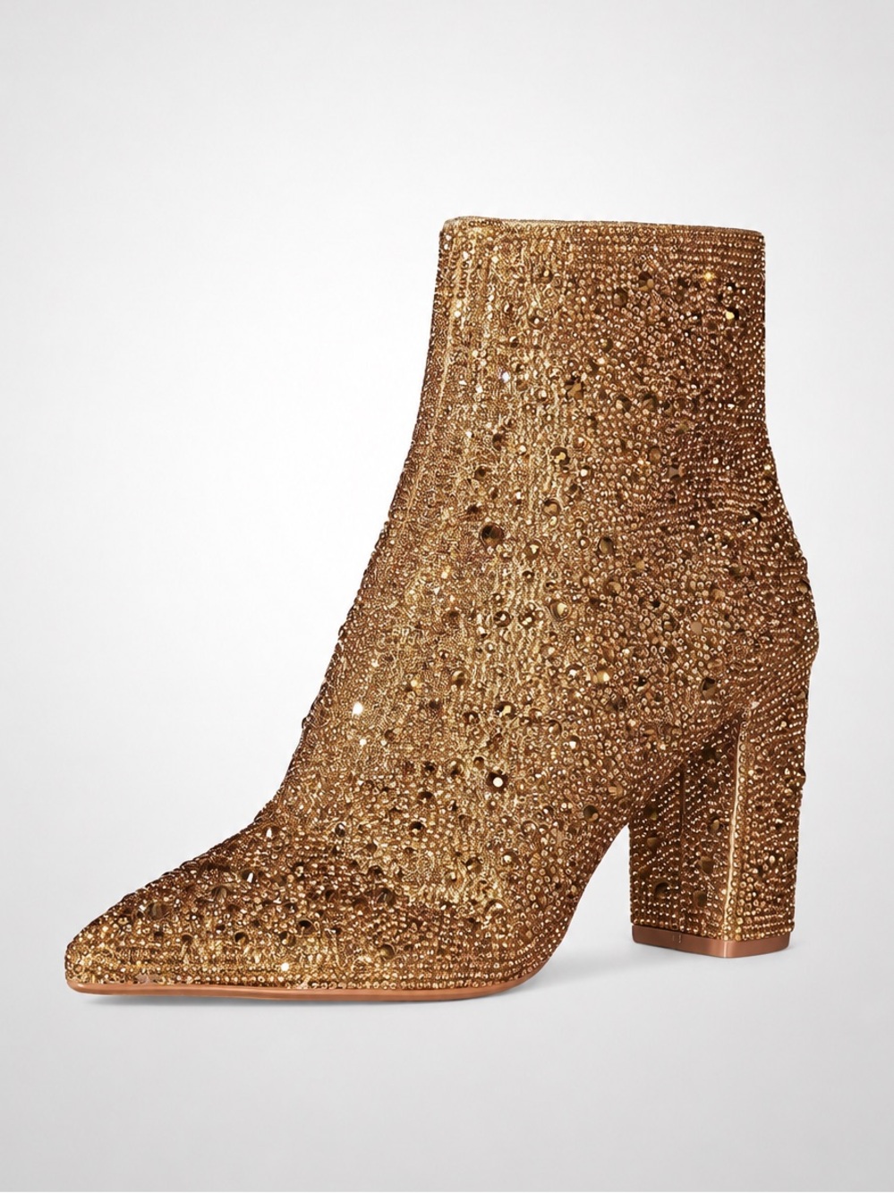 BETSEY JOHNSON Cady Gold Rhinestone Pointed Toe Ankle Booties